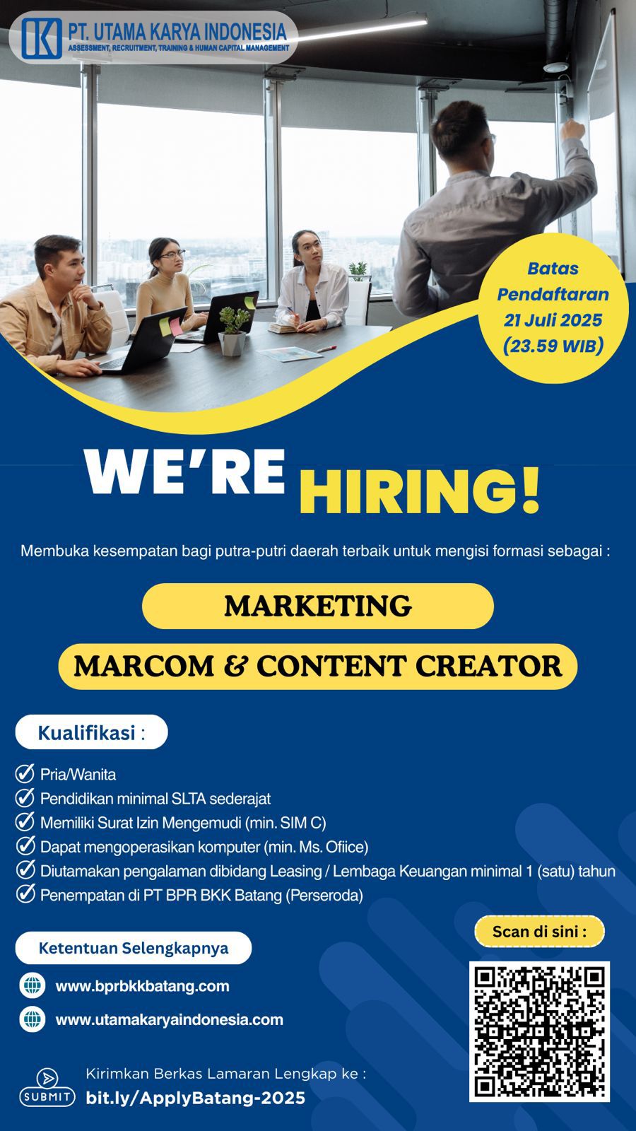 Lowongan Pekerjaan Staf Marketing, Marcom & Content Creator
